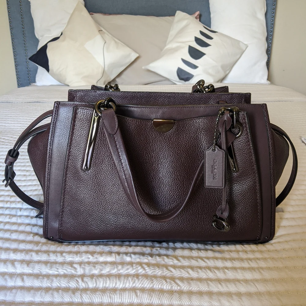Coach Pebbled Leather Satchel - Deep Plum